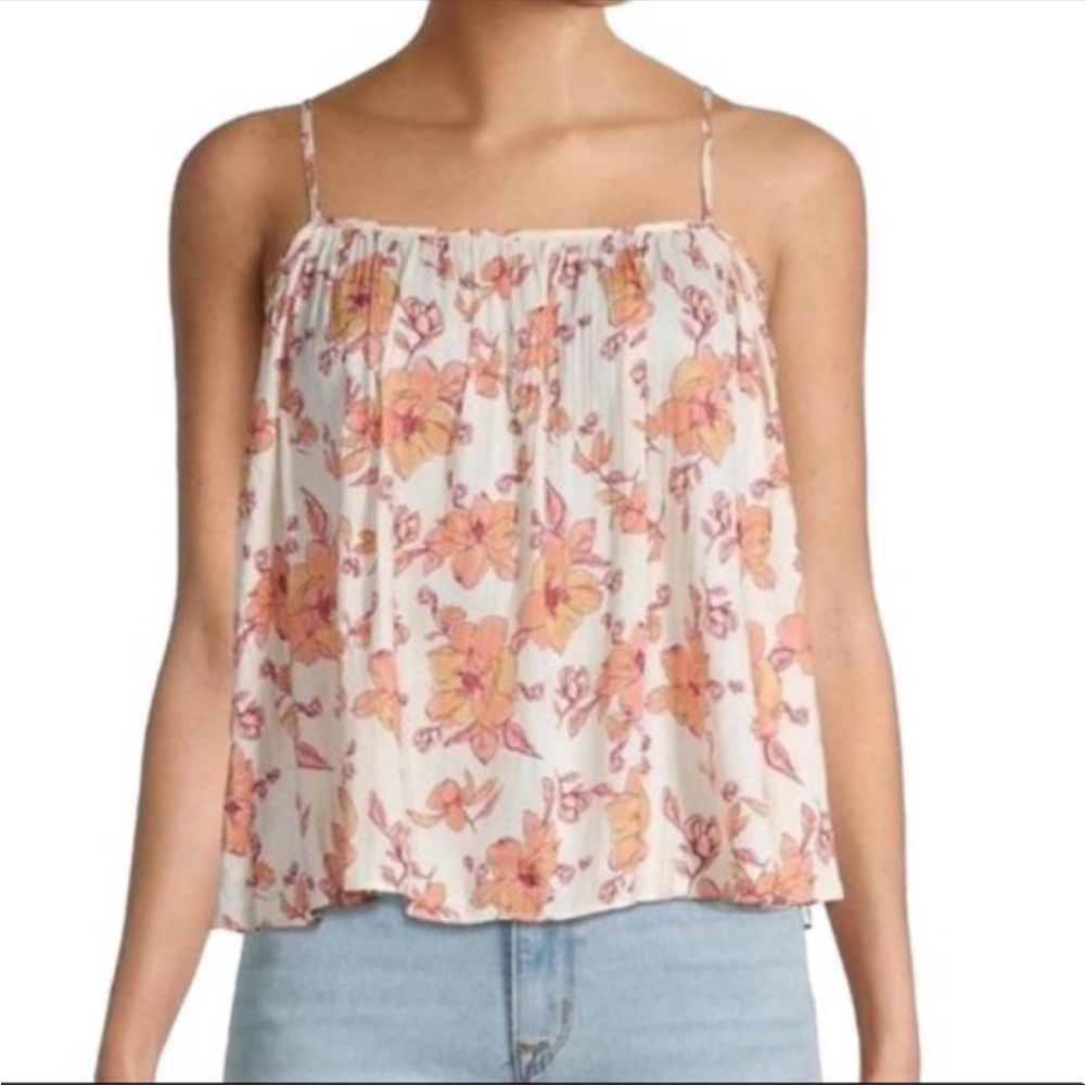 Free People Peach Floral Summer Tank